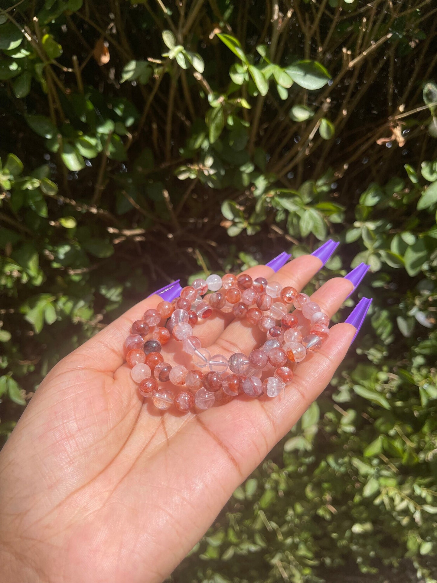 Red Hematoid Quartz Bracelet, Gemstone Bracelets, Healing Crystals, Fire Quartz, Quartz Bracelet, Crystal Jewelry, Red Chakra Bracelets