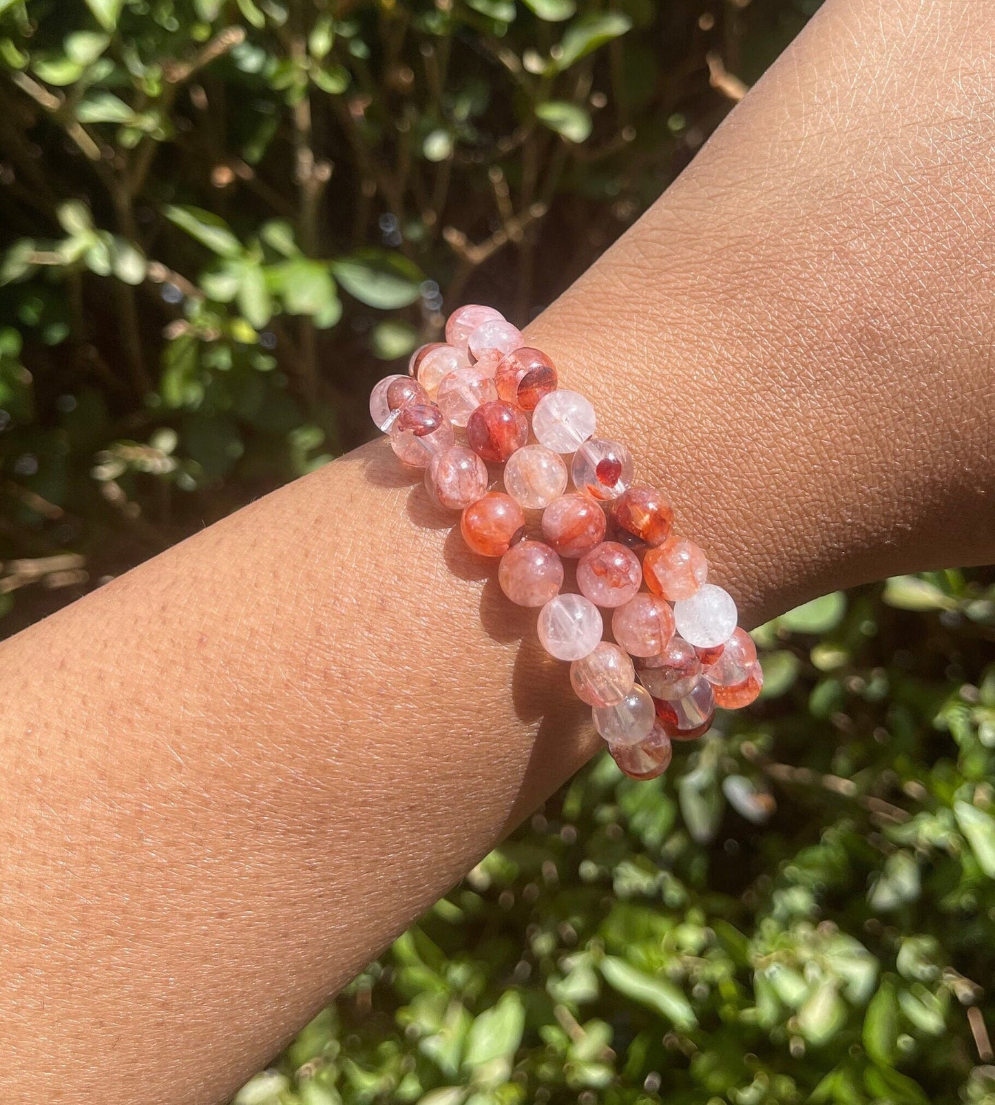 Red Hematoid Quartz Bracelet, Gemstone Bracelets, Healing Crystals, Fire Quartz, Quartz Bracelet, Crystal Jewelry, Red Chakra Bracelets