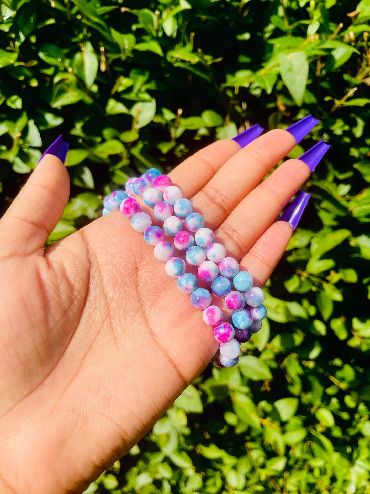 Persian Jade Necklace, Beaded Crystal Necklace, Gemstone Jewelry, Healing Crystals, Blue and Pink Beaded Necklace, Statement Jewelry Gift