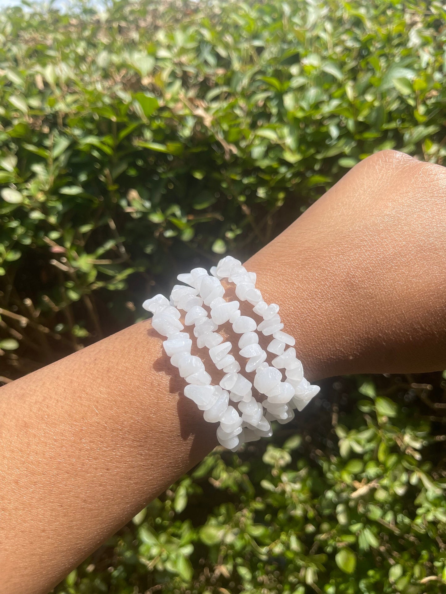 White Jade Chip Bracelet