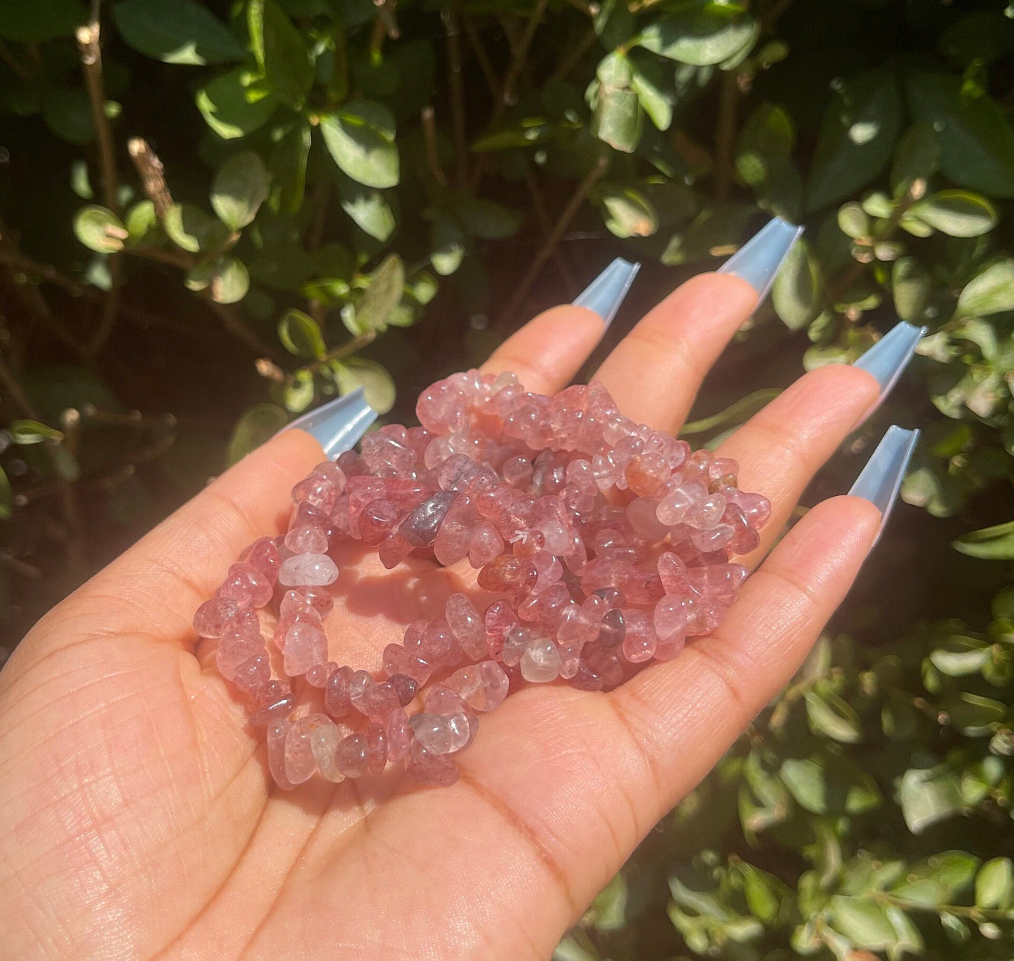 Strawberry Quartz Chip Bracelet