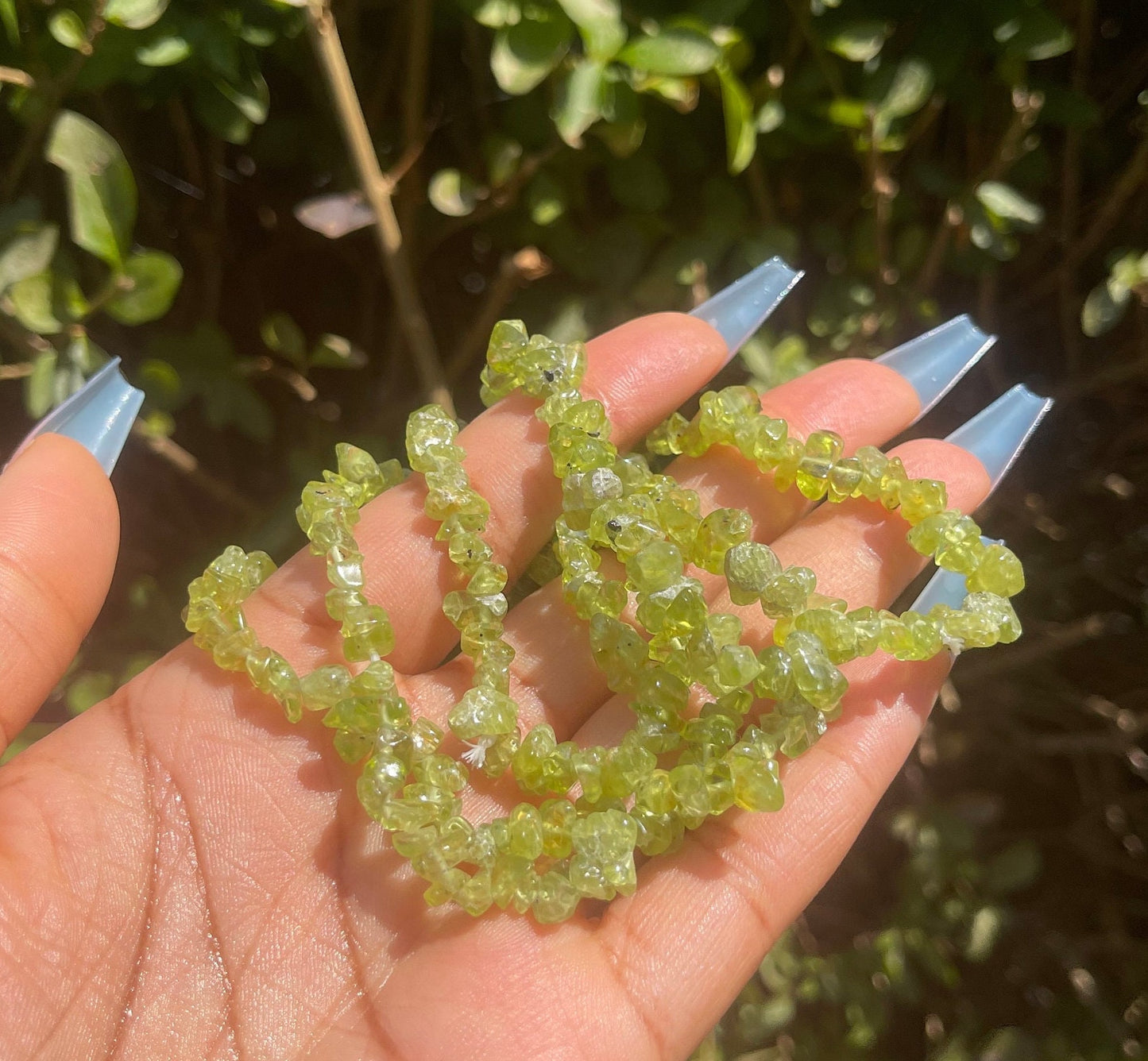 Peridot Chip Bracelet, Healing Crystals, Gemstone Bracelets, Natural Chakra Stones, Beaded Bracelets, Green Bracelets, Summer Jewelry