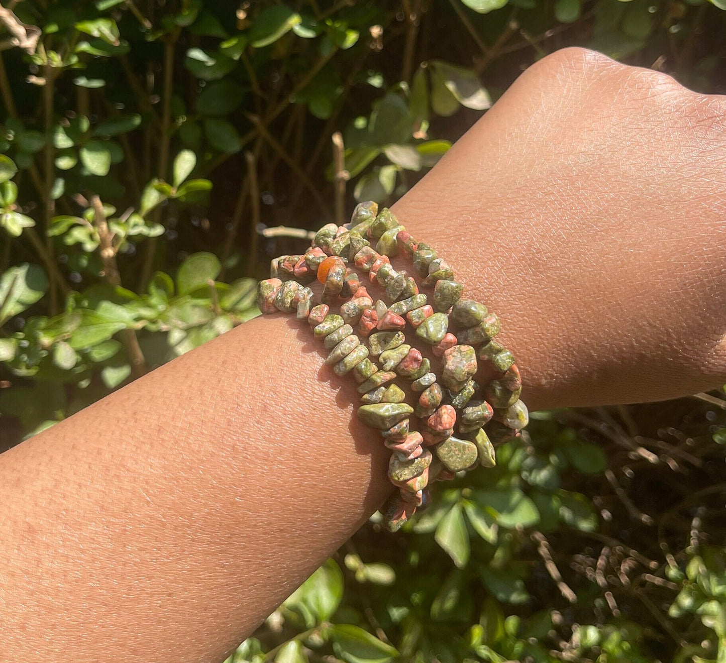 Unakite Chip Bracelet