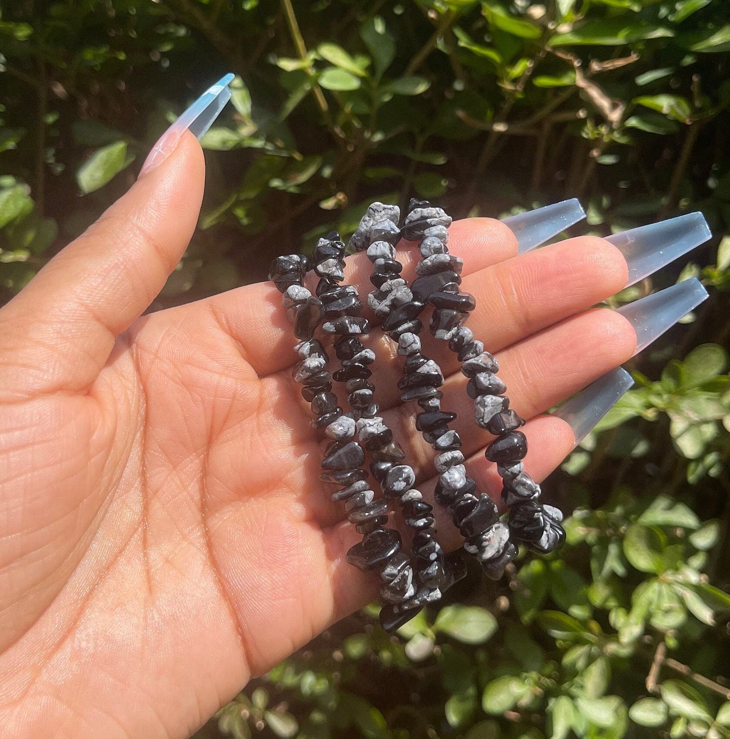 Snowflake Obsidian Chip Bracelet