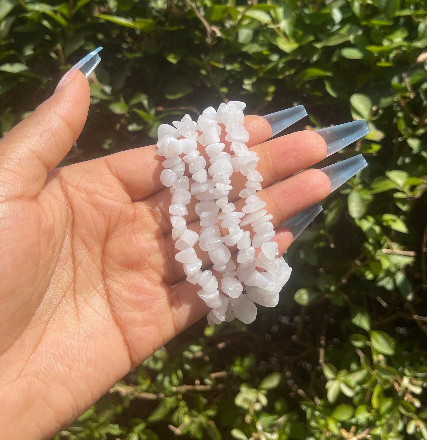 White Jade Chip Bracelet