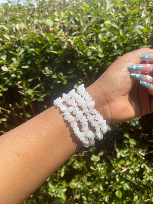 White Jade Chip Bracelet