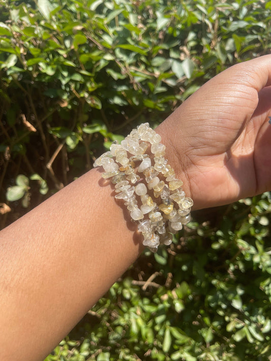 Golden Rutilated Quartz Chip Bracelet