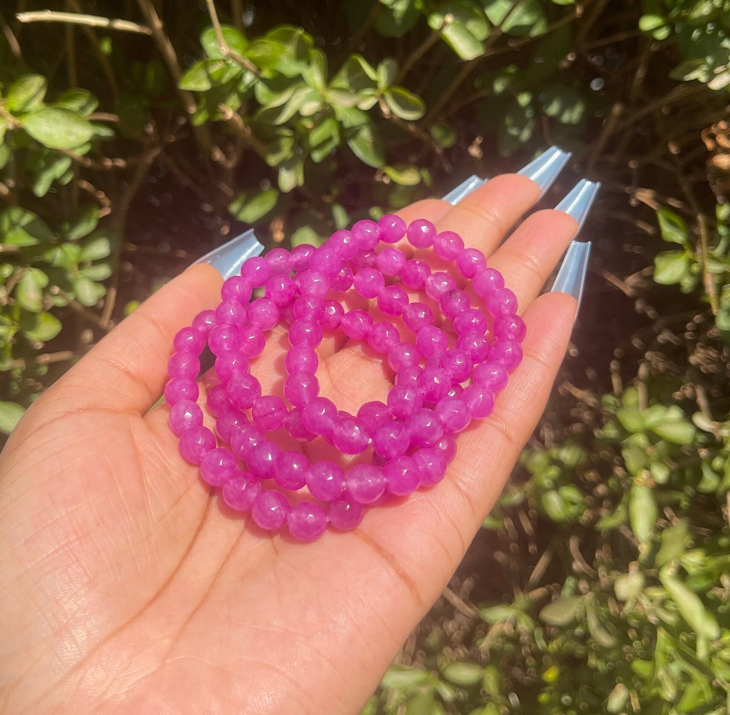 Deep Hot Pink Jade Bracelet