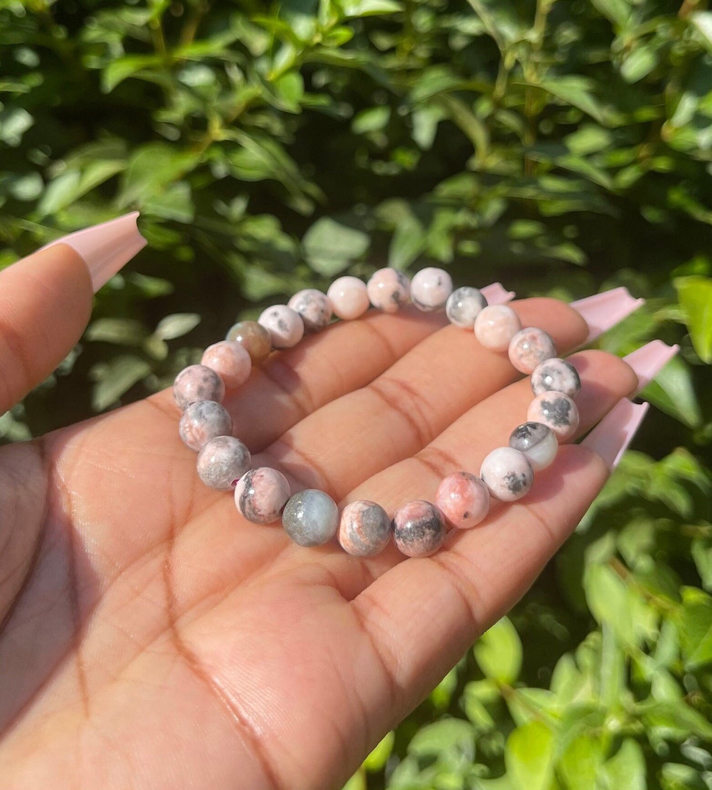 Pink Zebra Jasper Bracelet, Handmade Jewelry, Crystal Gemstone Bracelet, Healing Crystals, Best Friend, Friendship Bracelet, Gift for her