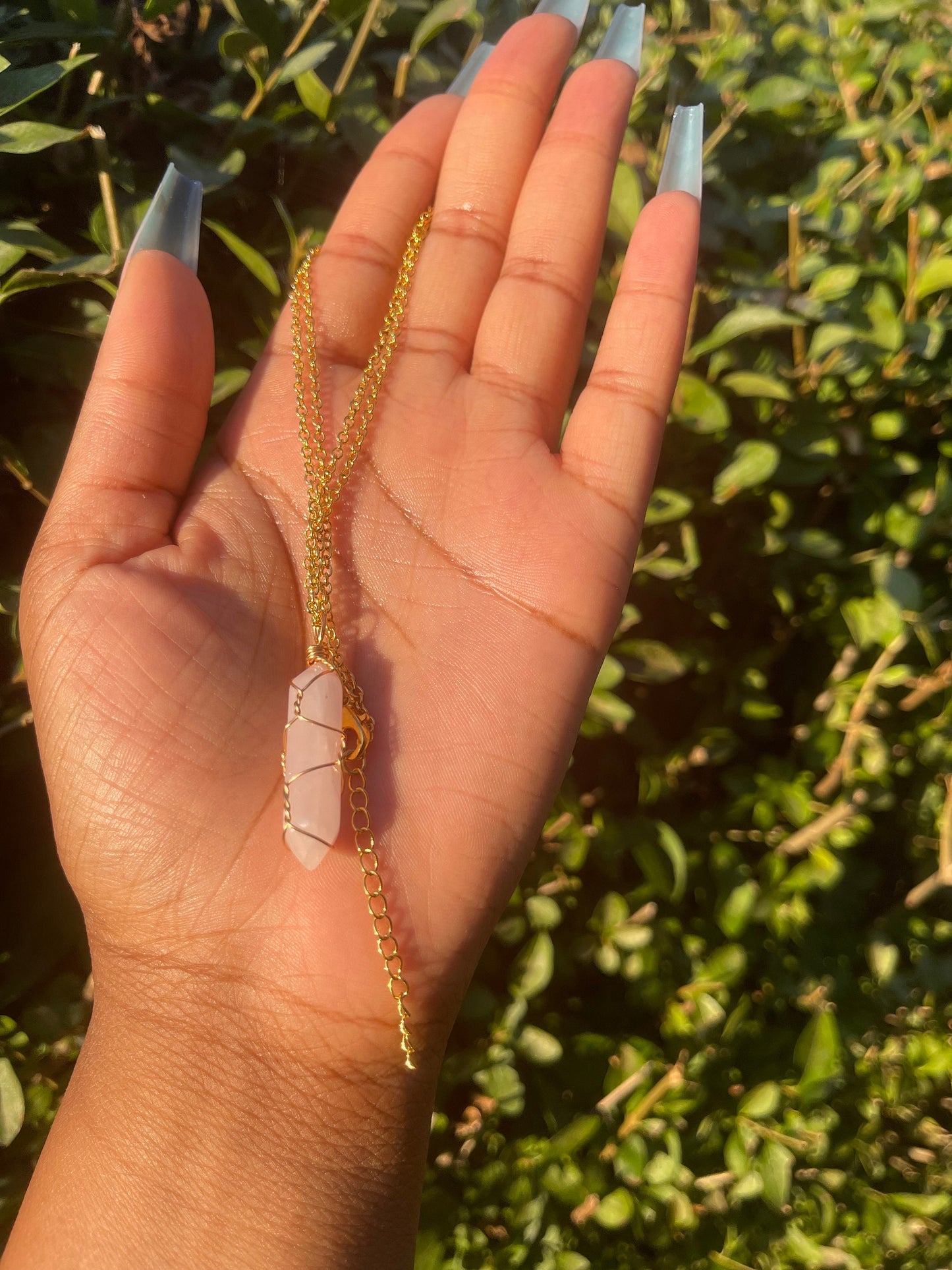 Rose Quartz Pendant Necklace, Crystal Necklace, Healing Crystals, Wire Wrapped Necklace, Pink Crystal Necklace Jewelry, Handmade Chakra