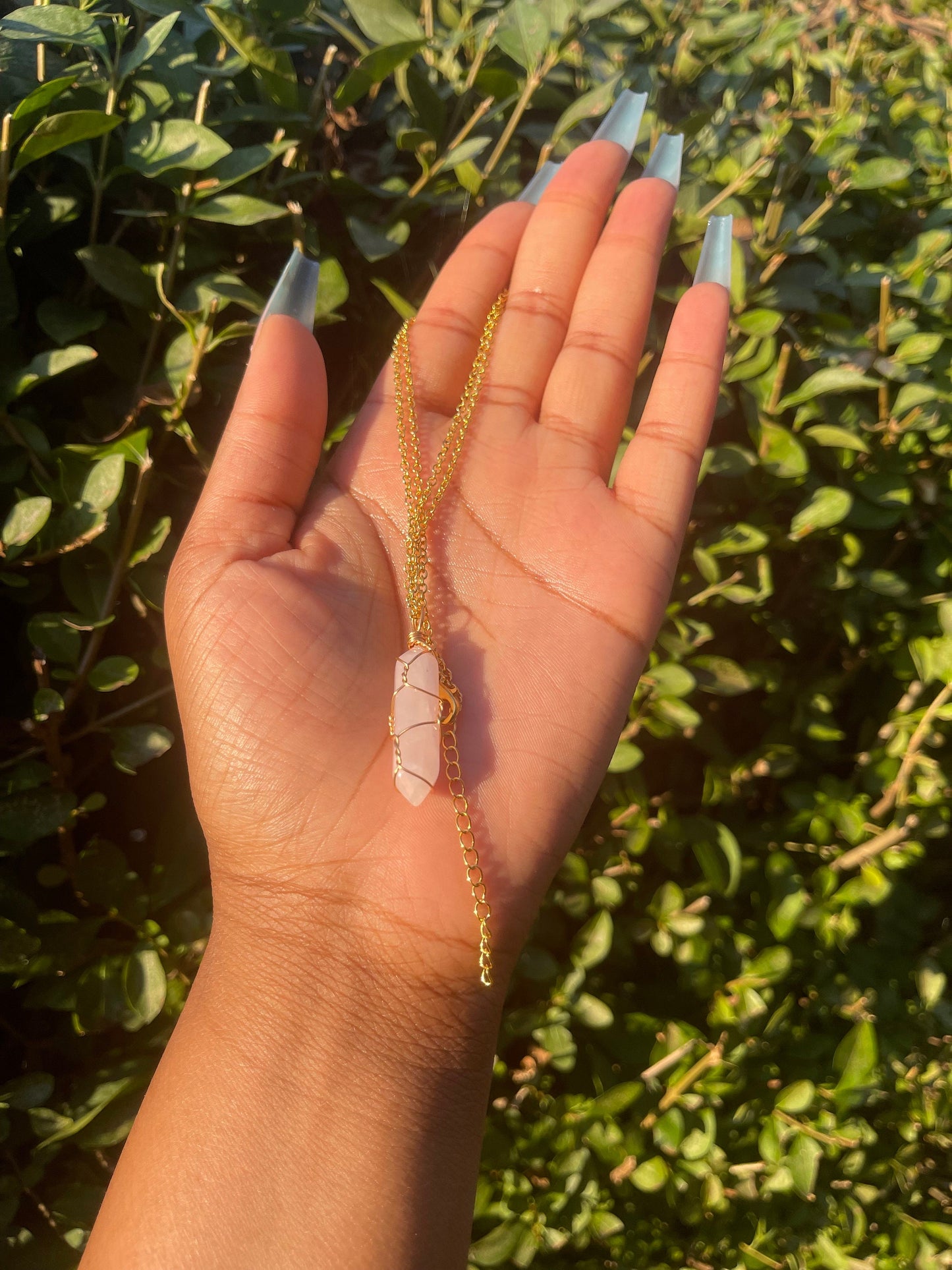 Rose Quartz Pendant Necklace, Crystal Necklace, Healing Crystals, Wire Wrapped Necklace, Pink Crystal Necklace Jewelry, Handmade Chakra