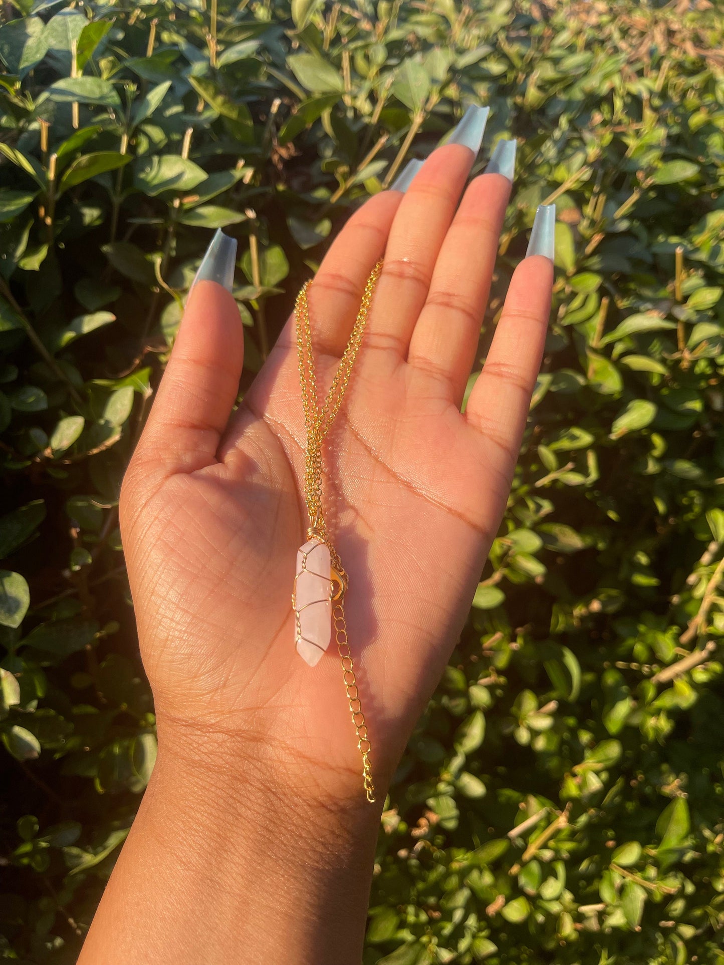 Rose Quartz Pendant Necklace, Crystal Necklace, Healing Crystals, Wire Wrapped Necklace, Pink Crystal Necklace Jewelry, Handmade Chakra