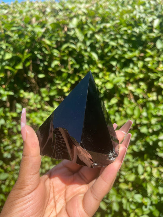 Obsidian Large Raw Polished Point, Crystal Pyramid, Crystal Gifts, Chakra Healing, Big Crystals, Protection from Evil, Gemstones, Home Decor