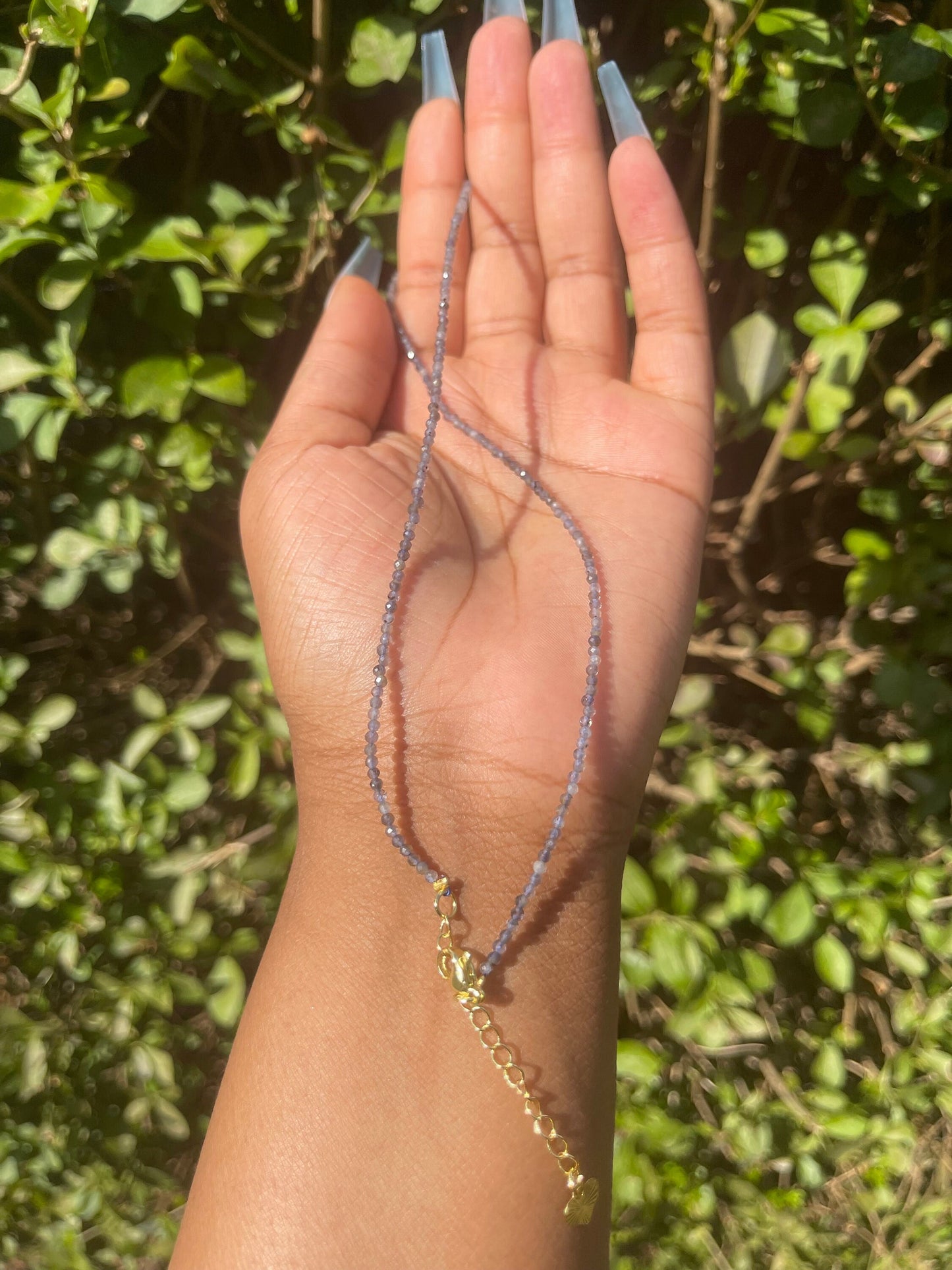 Iolite Choker, Dainty Necklace, Healing Crystals, Beaded Necklace, Crystal Necklace, Minimalistic Jewelry, Handmade Chakra Jewelry