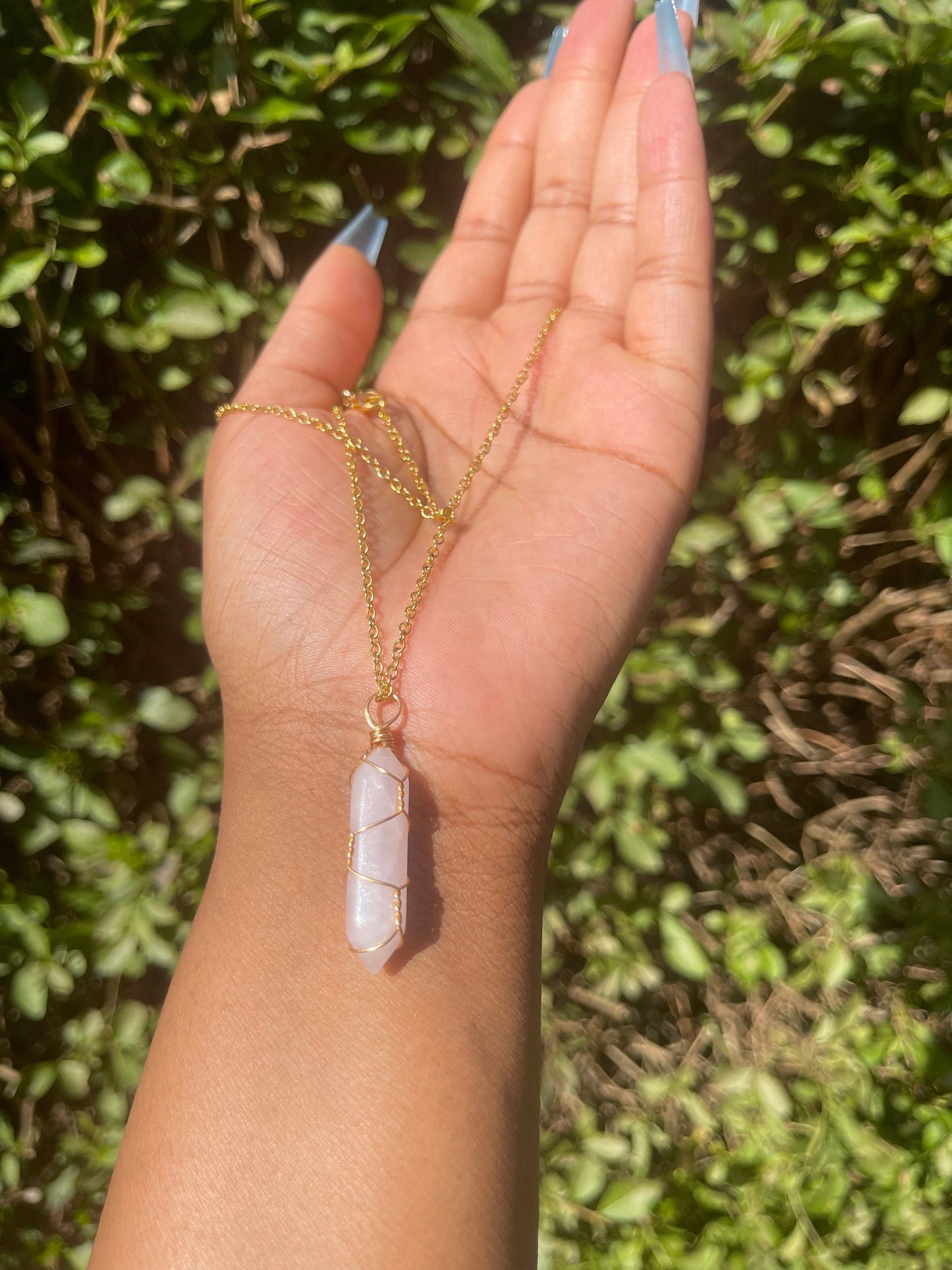 Rose Quartz Pendant Necklace, Crystal Necklace, Healing Crystals, Wire Wrapped Necklace, Pink Crystal Necklace Jewelry, Handmade Chakra