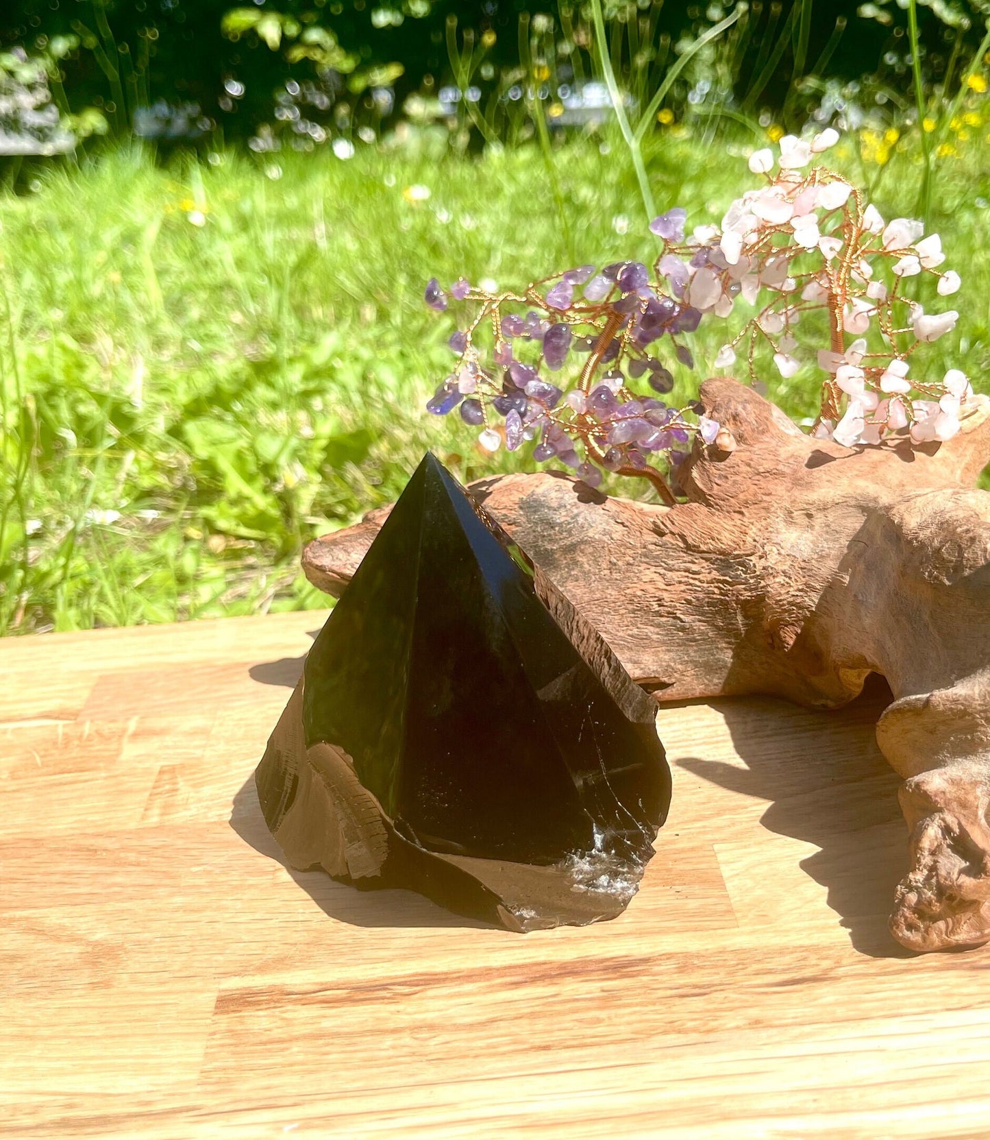 Obsidian Large Raw Polished Point, Crystal Pyramid, Crystal Gifts, Chakra Healing, Big Crystals, Protection from Evil, Gemstones, Home Decor