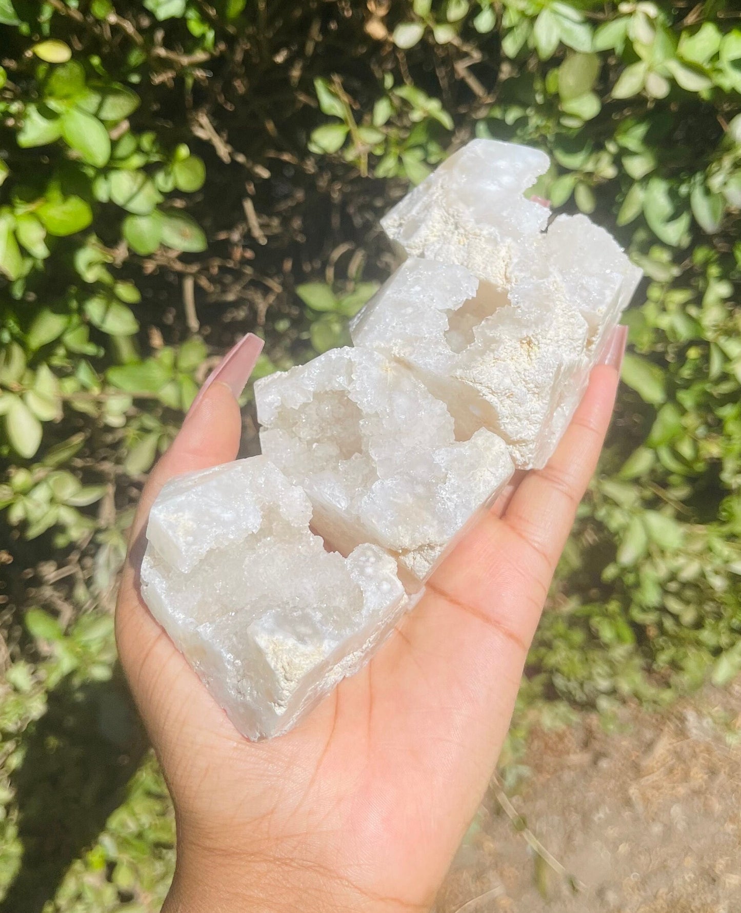 Druzy White Agate Clusters