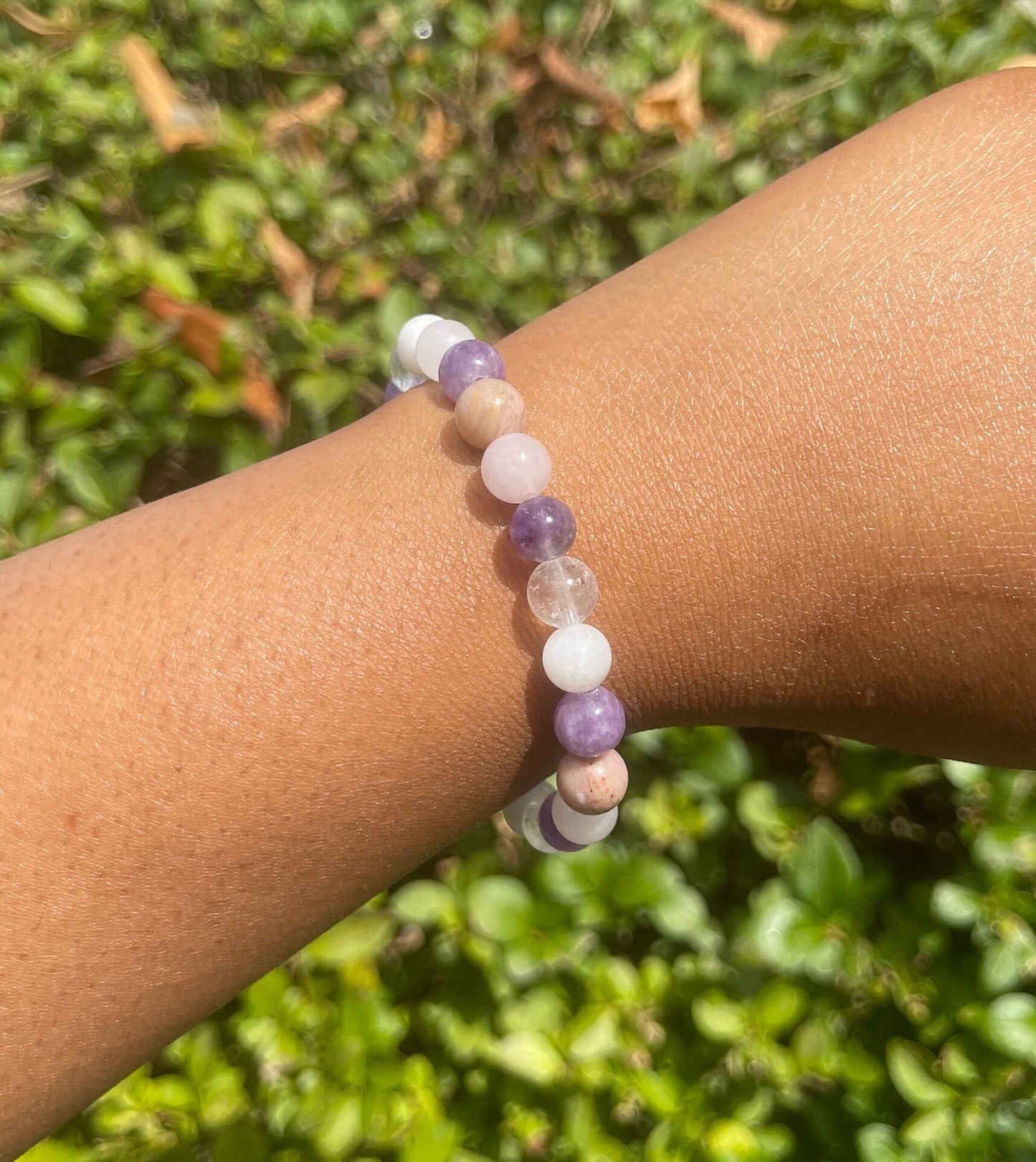 Grief and Loss Bracelet, Grief Support Bracelet, Gemstones for Inner Peace, Chakra Healing Crystal Bracelet, Lepidolite, Moonstone, Amethyst