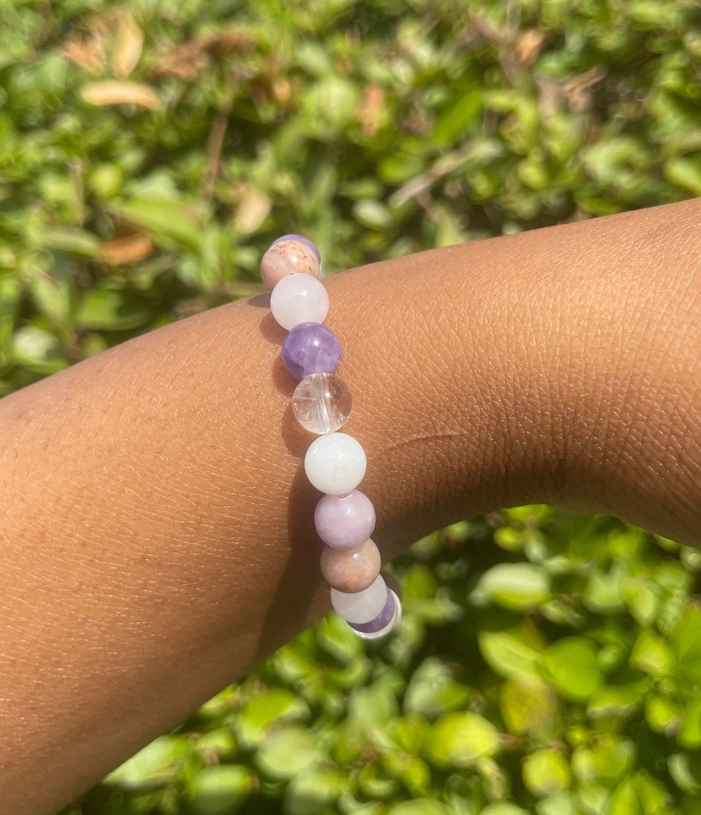 Grief and Loss Bracelet, Grief Support Bracelet, Gemstones for Inner Peace, Chakra Healing Crystal Bracelet, Lepidolite, Moonstone, Amethyst