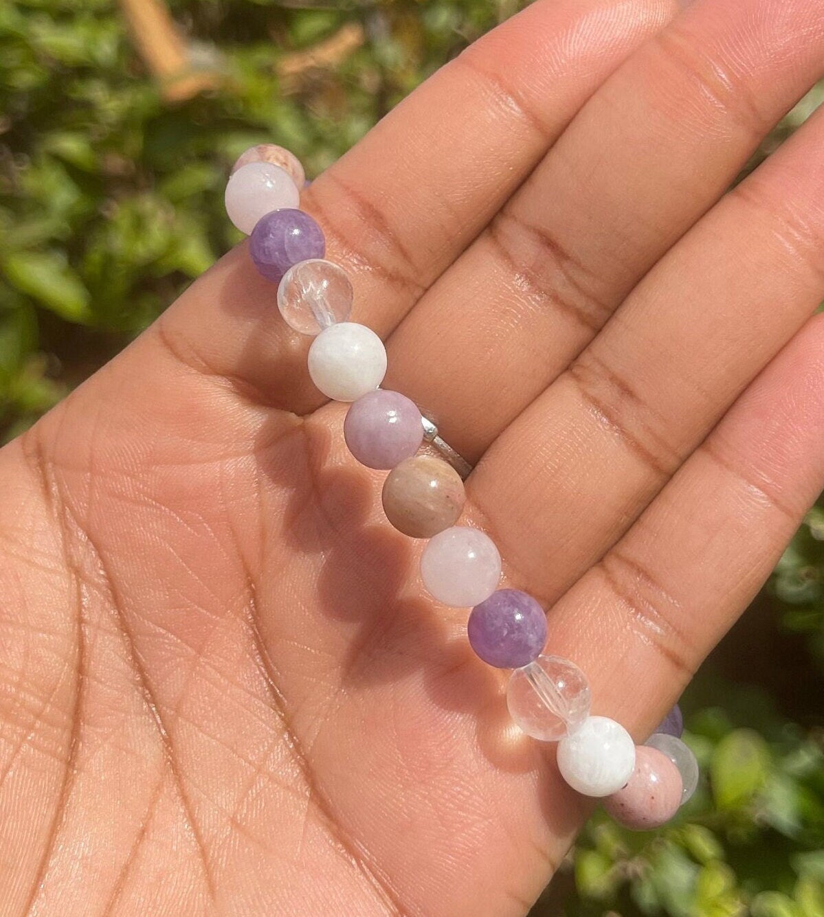 Grief and Loss Bracelet, Grief Support Bracelet, Gemstones for Inner Peace, Chakra Healing Crystal Bracelet, Lepidolite, Moonstone, Amethyst