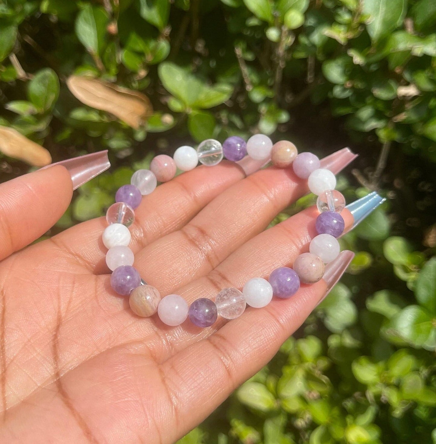 Grief and Loss Bracelet, Grief Support Bracelet, Gemstones for Inner Peace, Chakra Healing Crystal Bracelet, Lepidolite, Moonstone, Amethyst