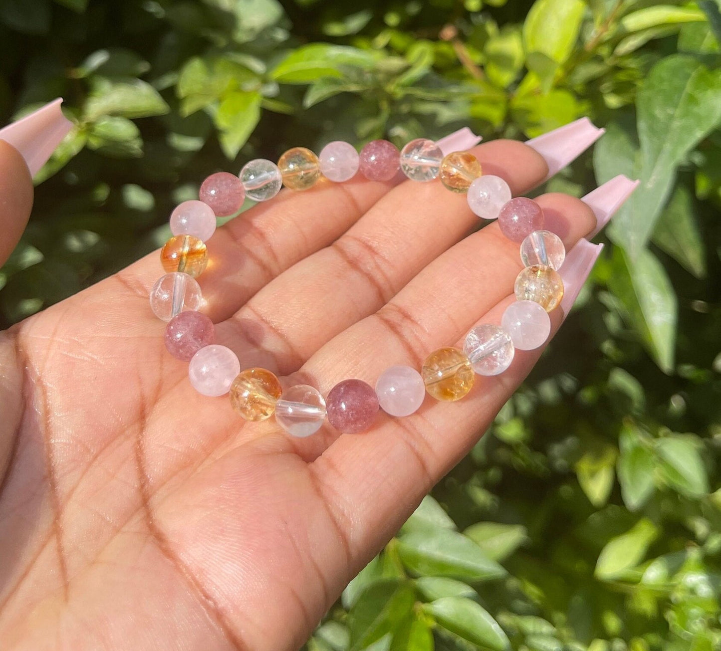 Self Love Bracelet, Healing Crystals, Mixed Quartz, Handmade Bracelets, Chakra Stones, Confidence Crystal Gifts, Rose Quartz, Gift for her