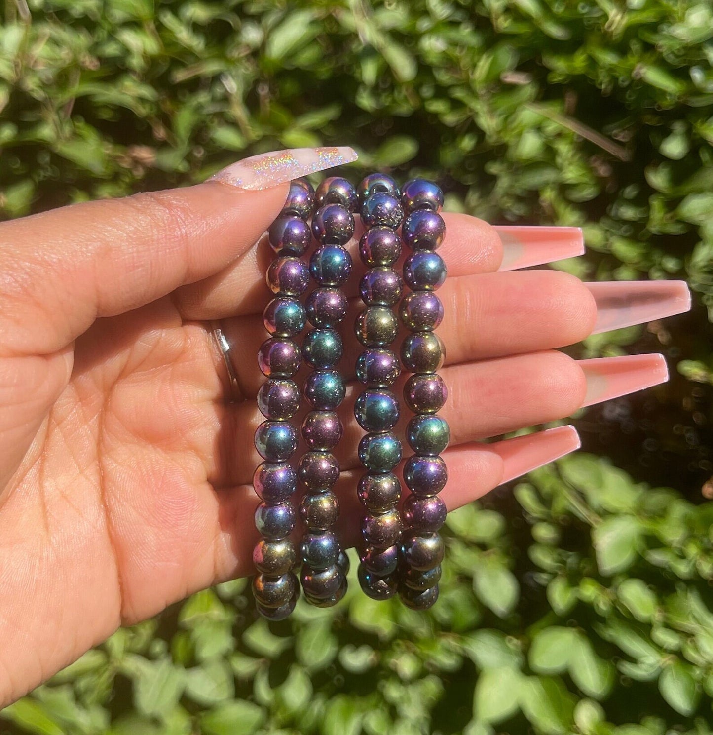 Rainbow Hematite Bracelet, Healing Crystal, Mens Bracelet, Chakra Healing, Bracelets for Women, Gemstone Bracelet, 8mm, Beaded Bracelet