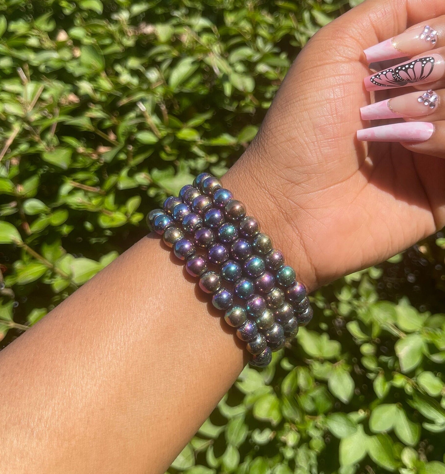 Rainbow Hematite Bracelet, Healing Crystal, Mens Bracelet, Chakra Healing, Bracelets for Women, Gemstone Bracelet, 8mm, Beaded Bracelet