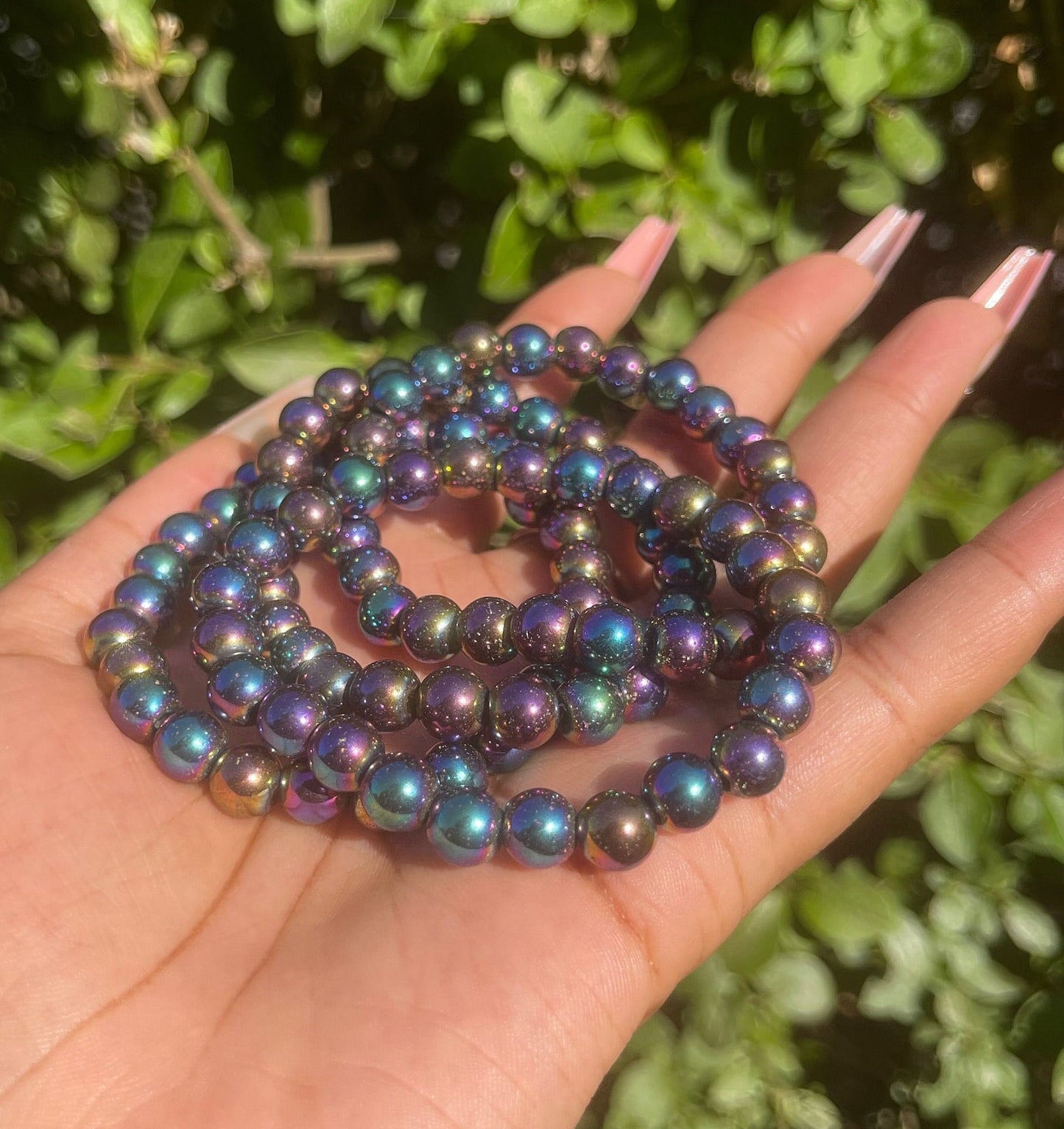 Rainbow Hematite Bracelet, Healing Crystal, Mens Bracelet, Chakra Healing, Bracelets for Women, Gemstone Bracelet, 8mm, Beaded Bracelet