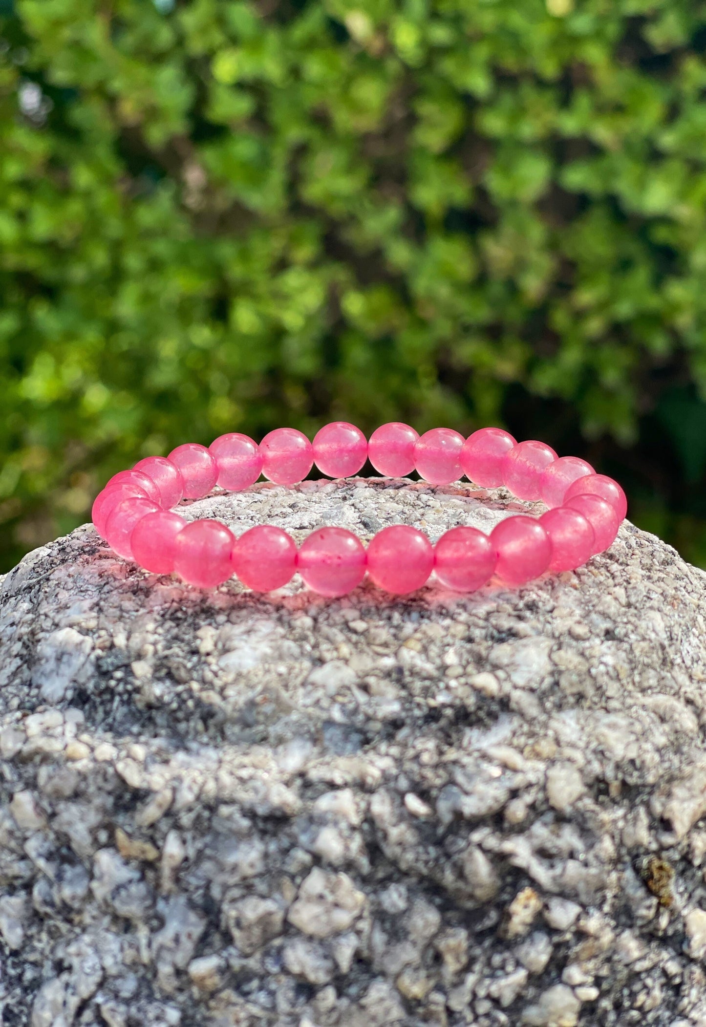 Pink Jade Bracelet, Gift for Her, Handmade Beads Bracelet, Gemstone Bracelet, Crystal Bracelet, Healing Crystals Bracelet, March Birthstone