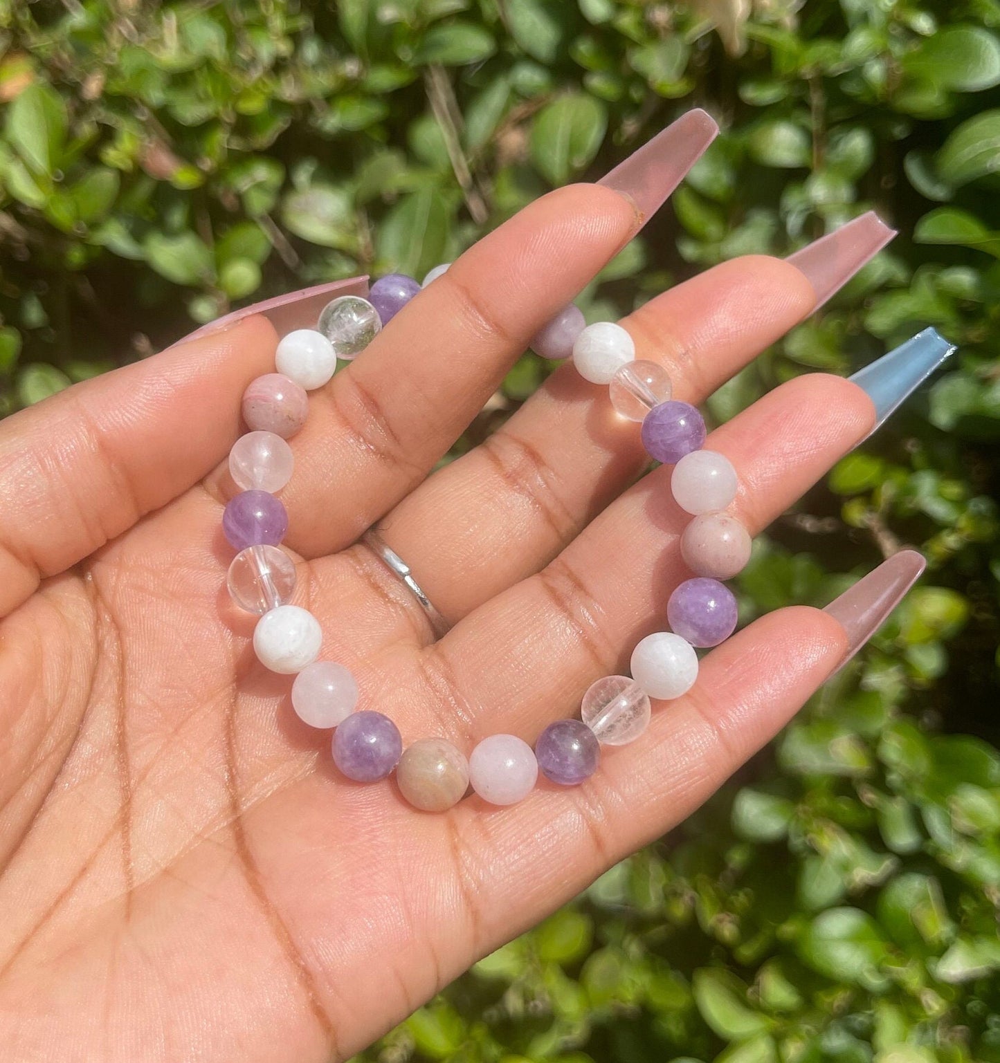 Grief and Loss Bracelet, Grief Support Bracelet, Gemstones for Inner Peace, Chakra Healing Crystal Bracelet, Lepidolite, Moonstone, Amethyst