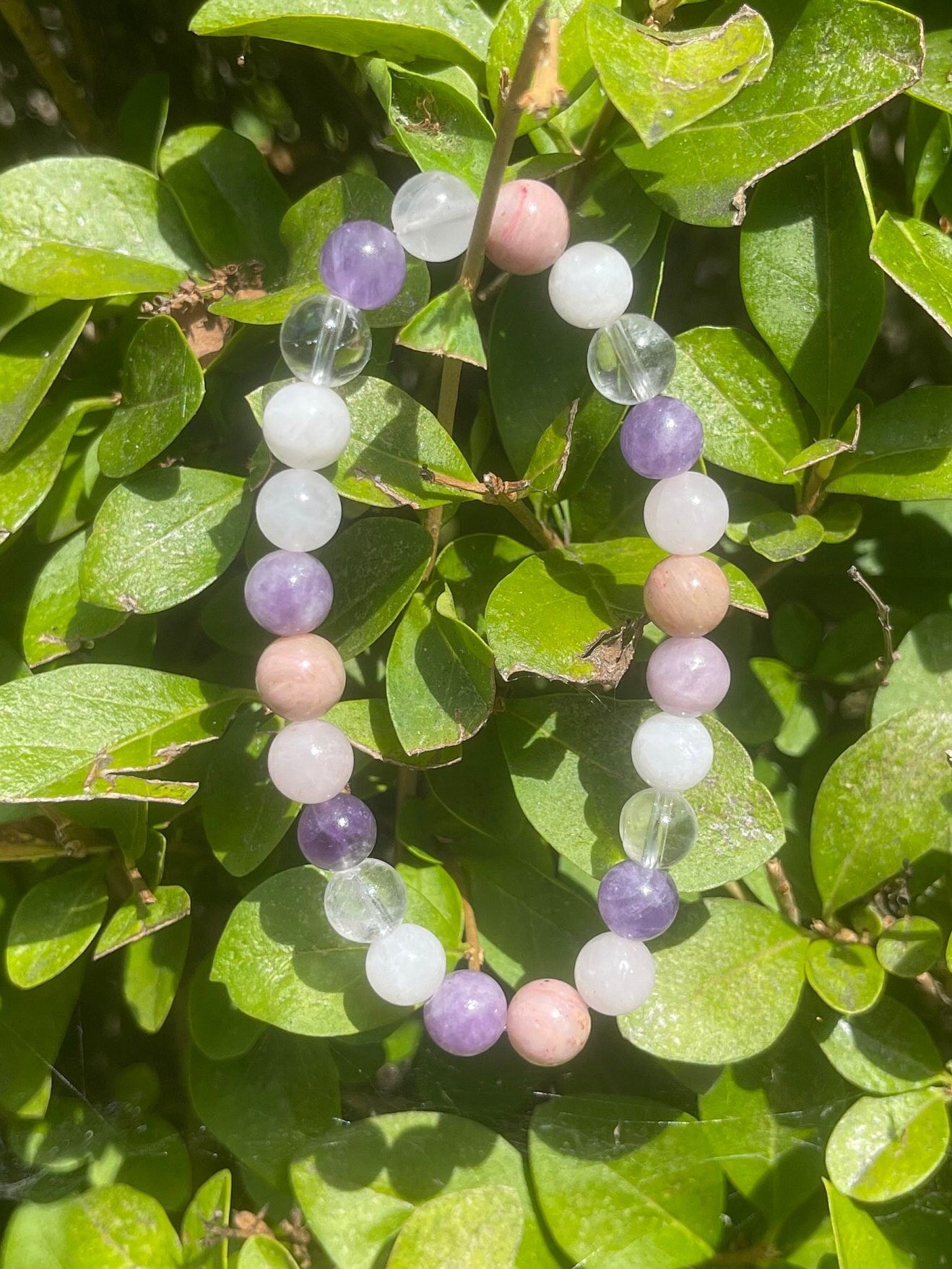 Grief and Loss Bracelet, Grief Support Bracelet, Gemstones for Inner Peace, Chakra Healing Crystal Bracelet, Lepidolite, Moonstone, Amethyst