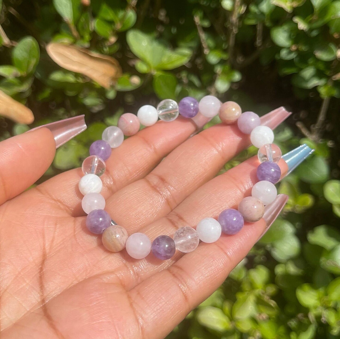 Grief and Loss Bracelet, Grief Support Bracelet, Gemstones for Inner Peace, Chakra Healing Crystal Bracelet, Lepidolite, Moonstone, Amethyst