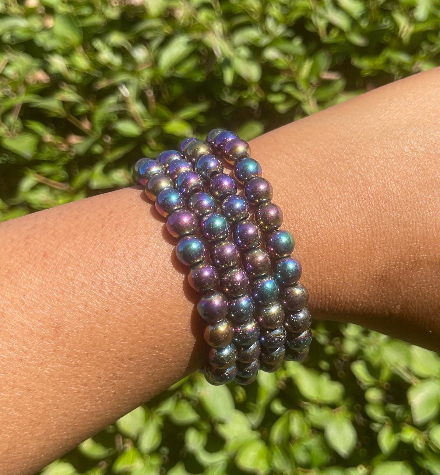 Rainbow Hematite Bracelet, Healing Crystal, Mens Bracelet, Chakra Healing, Bracelets for Women, Gemstone Bracelet, 8mm, Beaded Bracelet