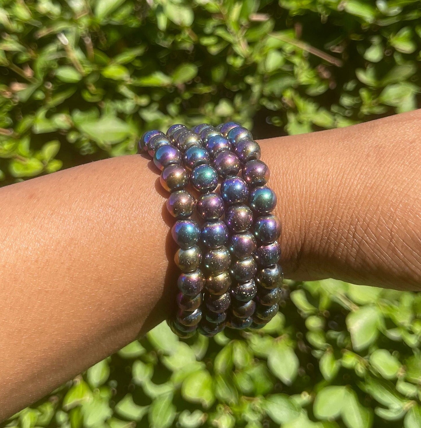 Rainbow Hematite Bracelet, Healing Crystal, Mens Bracelet, Chakra Healing, Bracelets for Women, Gemstone Bracelet, 8mm, Beaded Bracelet