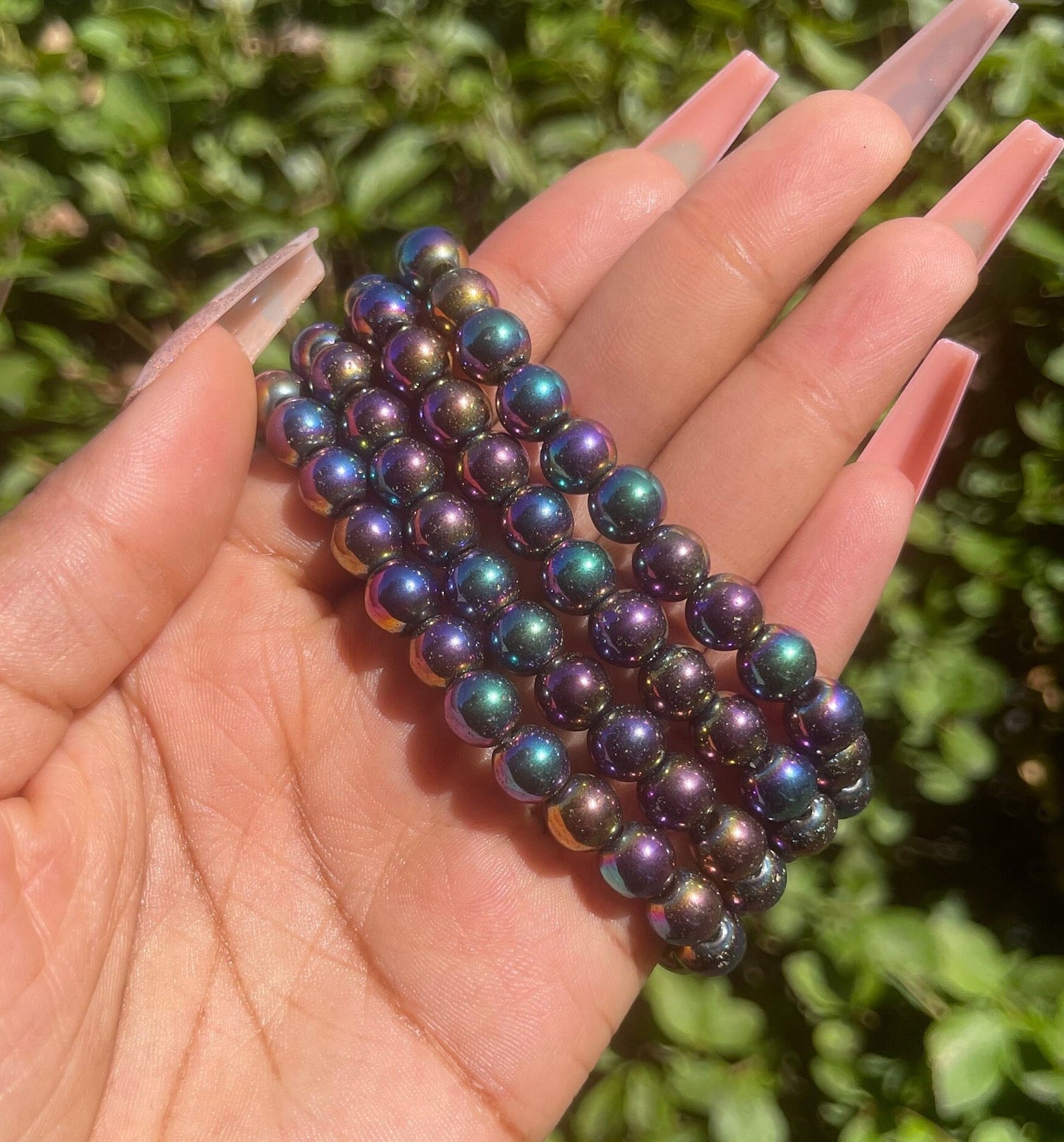 Rainbow Hematite Bracelet, Healing Crystal, Mens Bracelet, Chakra Healing, Bracelets for Women, Gemstone Bracelet, 8mm, Beaded Bracelet