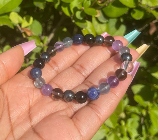 Mercury Retrograde Bracelet, Grounding Clarity Support, Gemstone Bracelet, Crystal Natural Beads, Calm and Soothing, Hematite, Amethyst