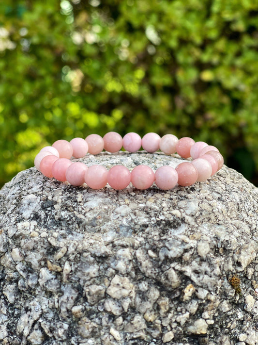 Pink Opal Bracelet, Healing Crystals, Pink Crystal, Gemstone Bracelets, Crystal Jewelry, Natural Beads, Beaded Bracelets, Pink Opal Jewelry