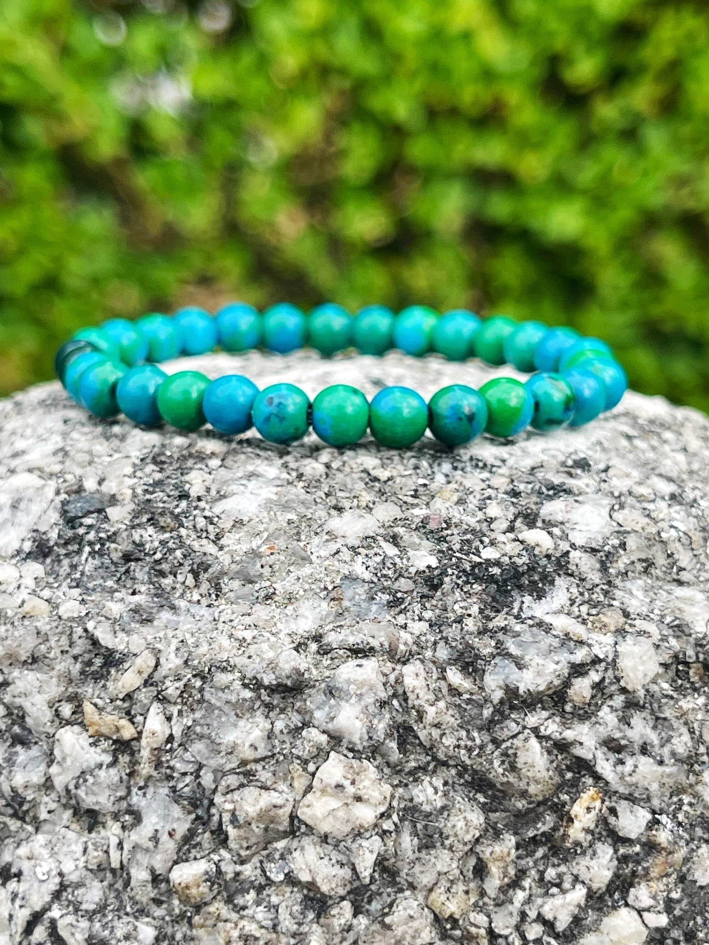 Phoenix Stone Bracelet, 6mm, Gemstone Bracelet, Crystal Healing Bracelet, Spiritual Jewellery, Meditation, Stress Relief, Green Bracelet