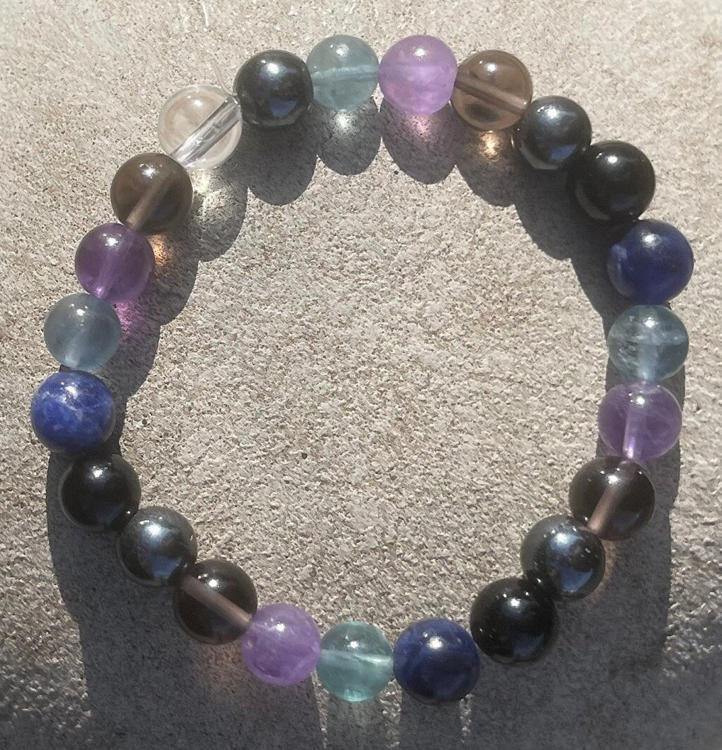 Mercury Retrograde Bracelet, Grounding Clarity Support, Gemstone Bracelet, Crystal Natural Beads, Calm and Soothing, Hematite, Amethyst