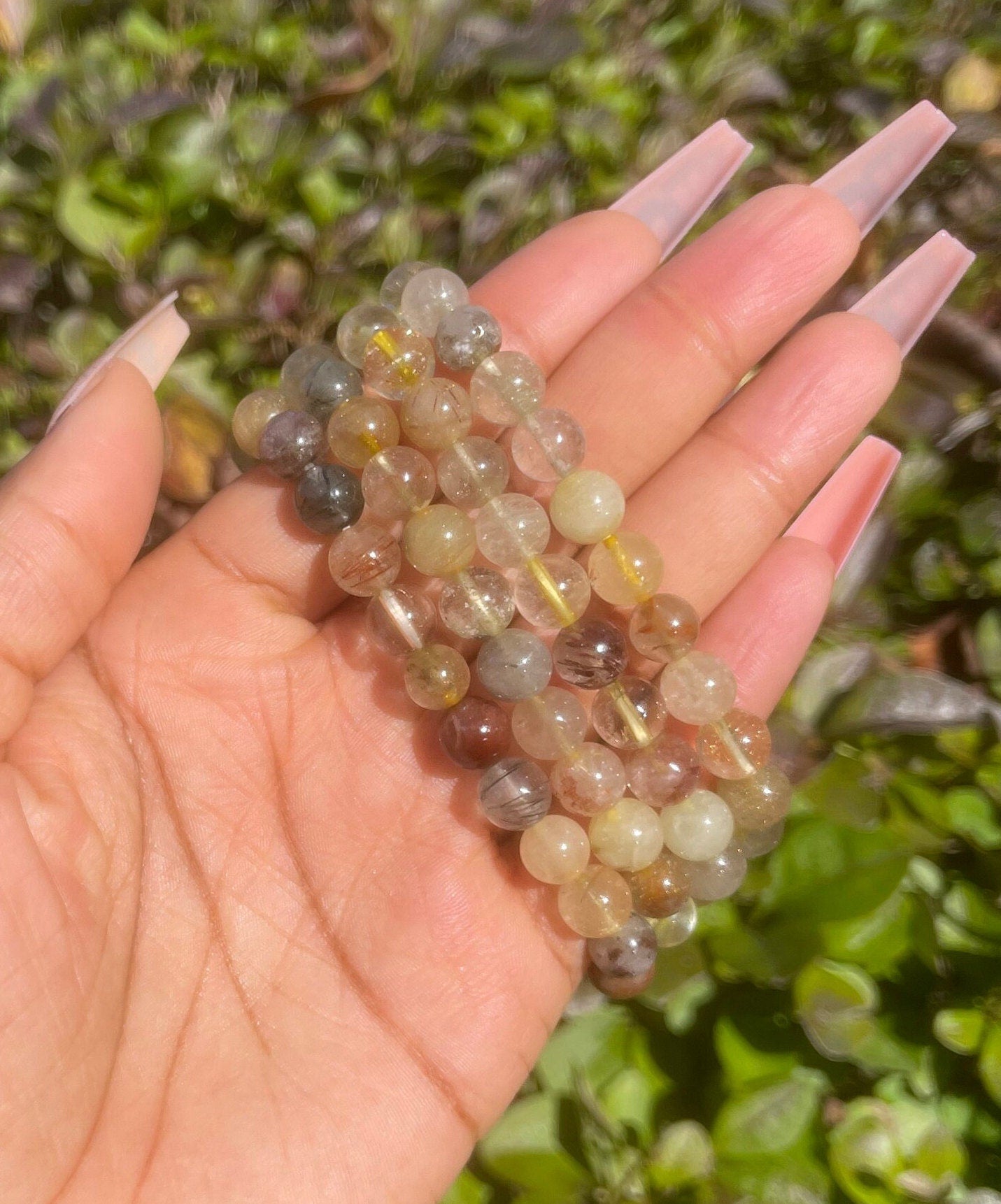 Multi-Colour Rutilated Quartz Bracelet, Healing Crystals, Gemstone Bracelet, Chakra Healing Bracelet, Golden Healer, Abundance, Wealth