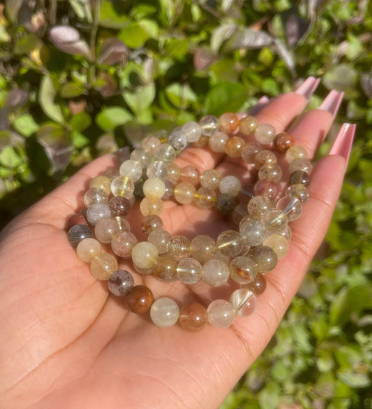 Multi-Colour Rutilated Quartz Bracelet, Healing Crystals, Gemstone Bracelet, Chakra Healing Bracelet, Golden Healer, Abundance, Wealth