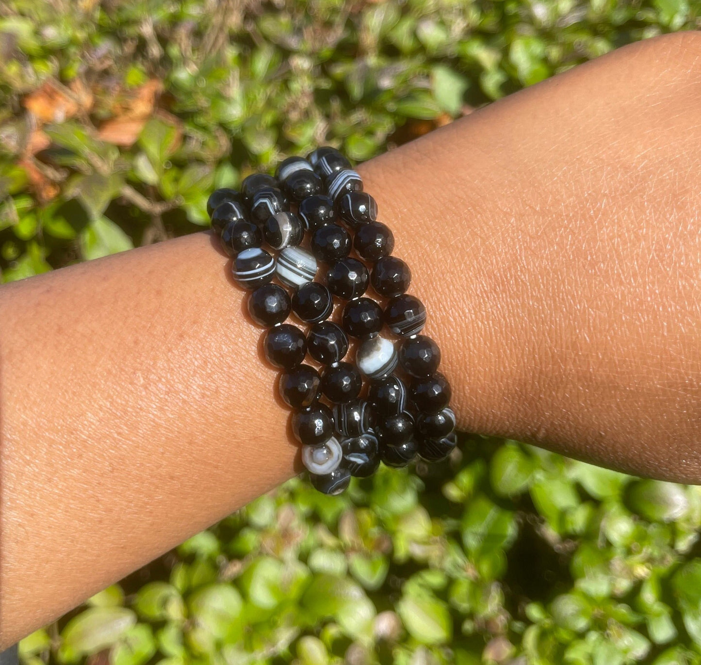 Faceted Black Agate Bracelet