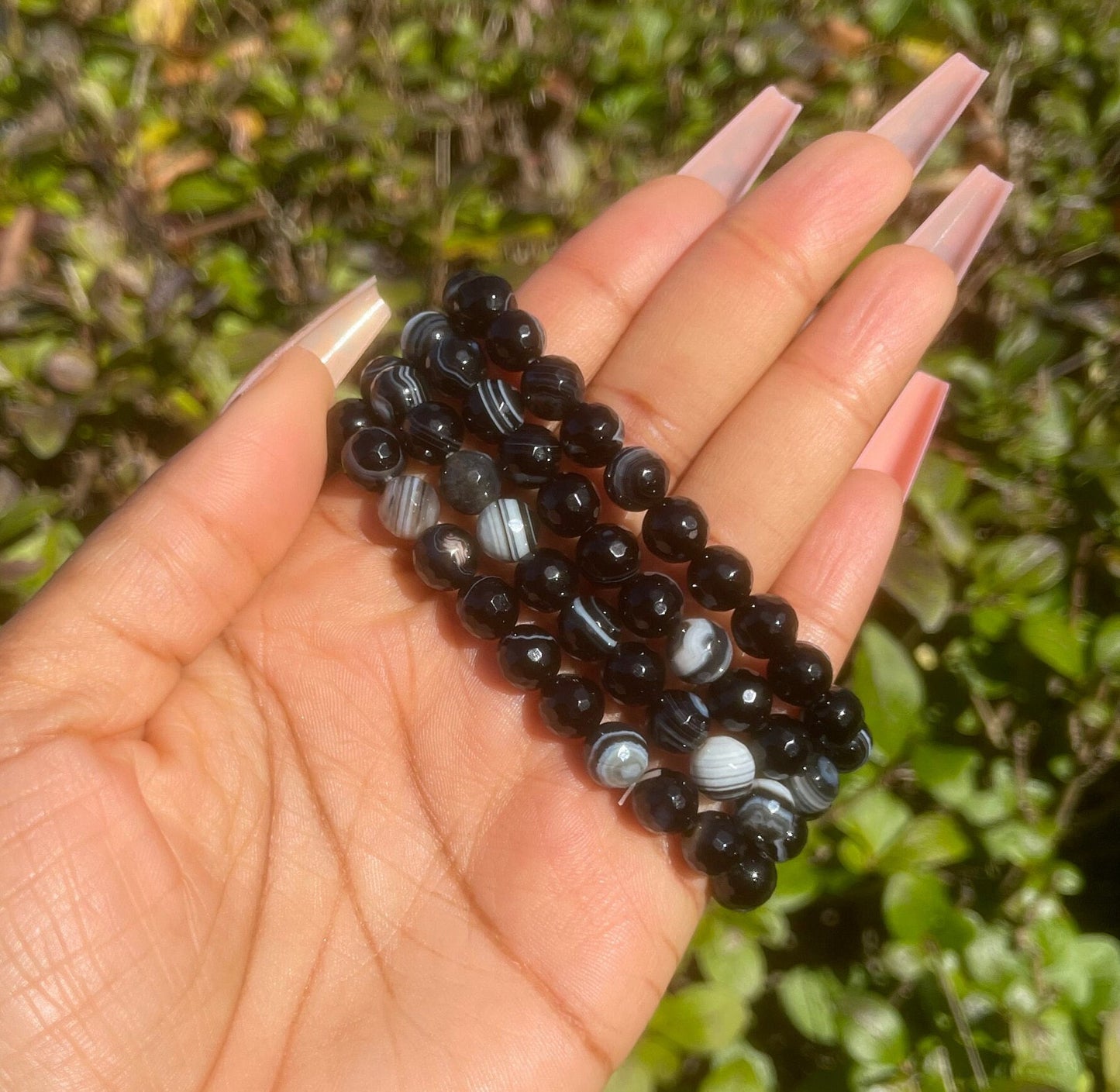 Faceted Black Agate Bracelet