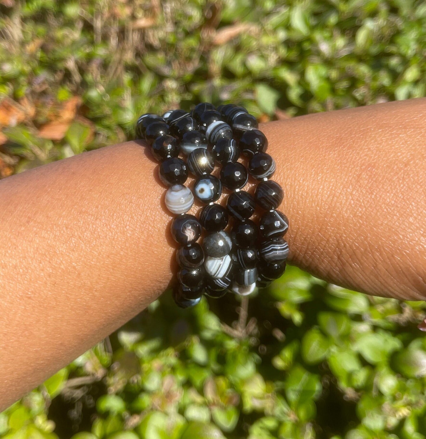 Faceted Black Agate Bracelet