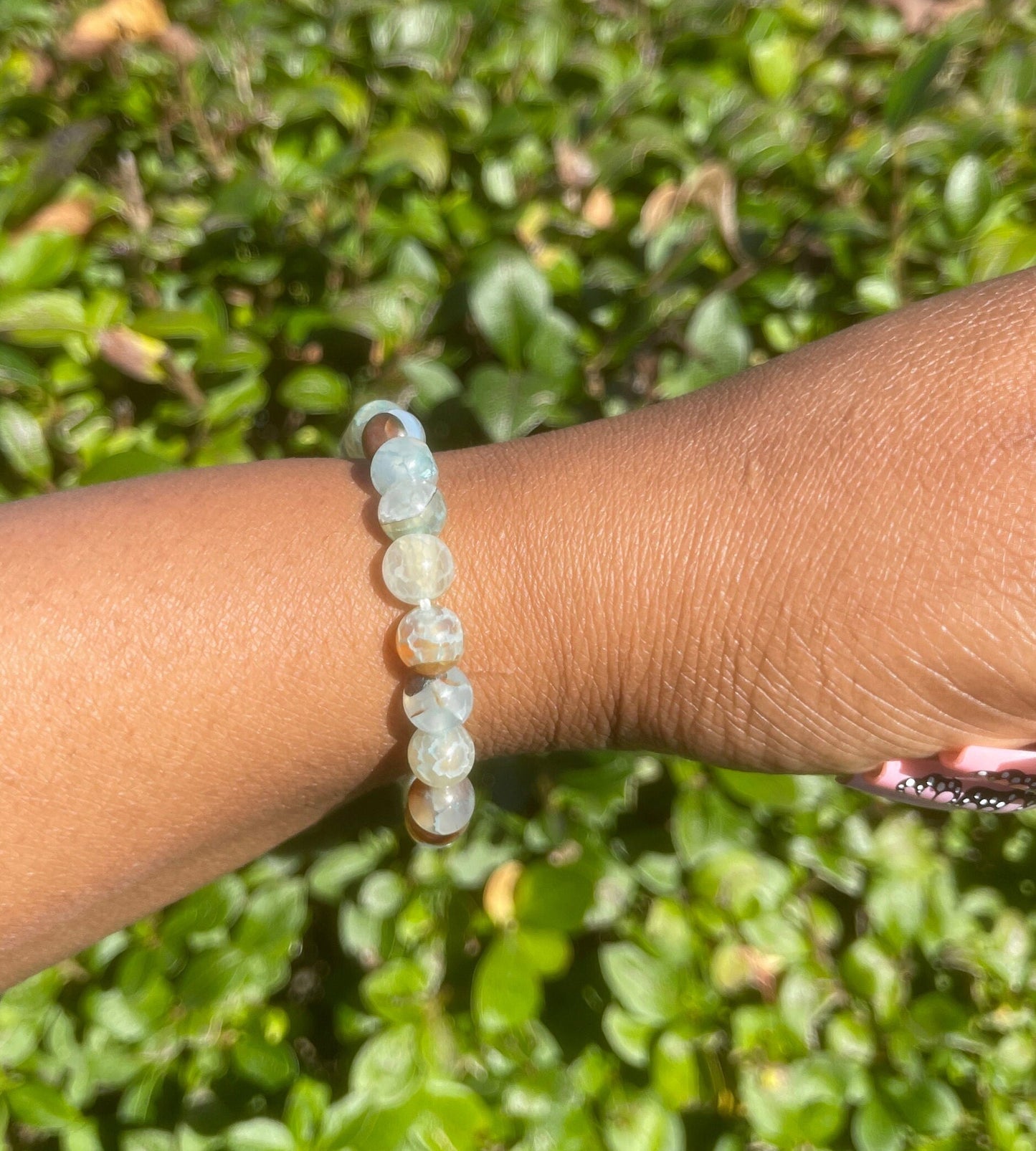 Coral and Blue Agate Bracelet