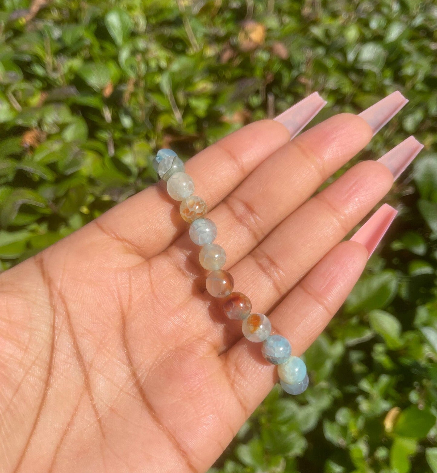 Coral and Blue Agate Bracelet