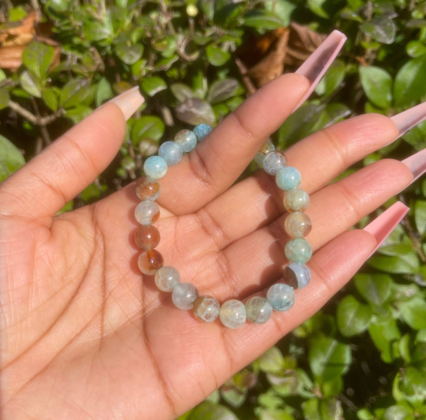 Coral and Blue Agate Bracelet