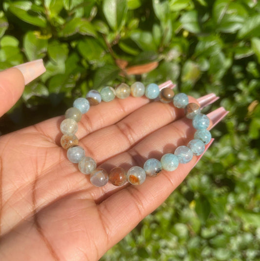 Coral and Blue Agate Bracelet