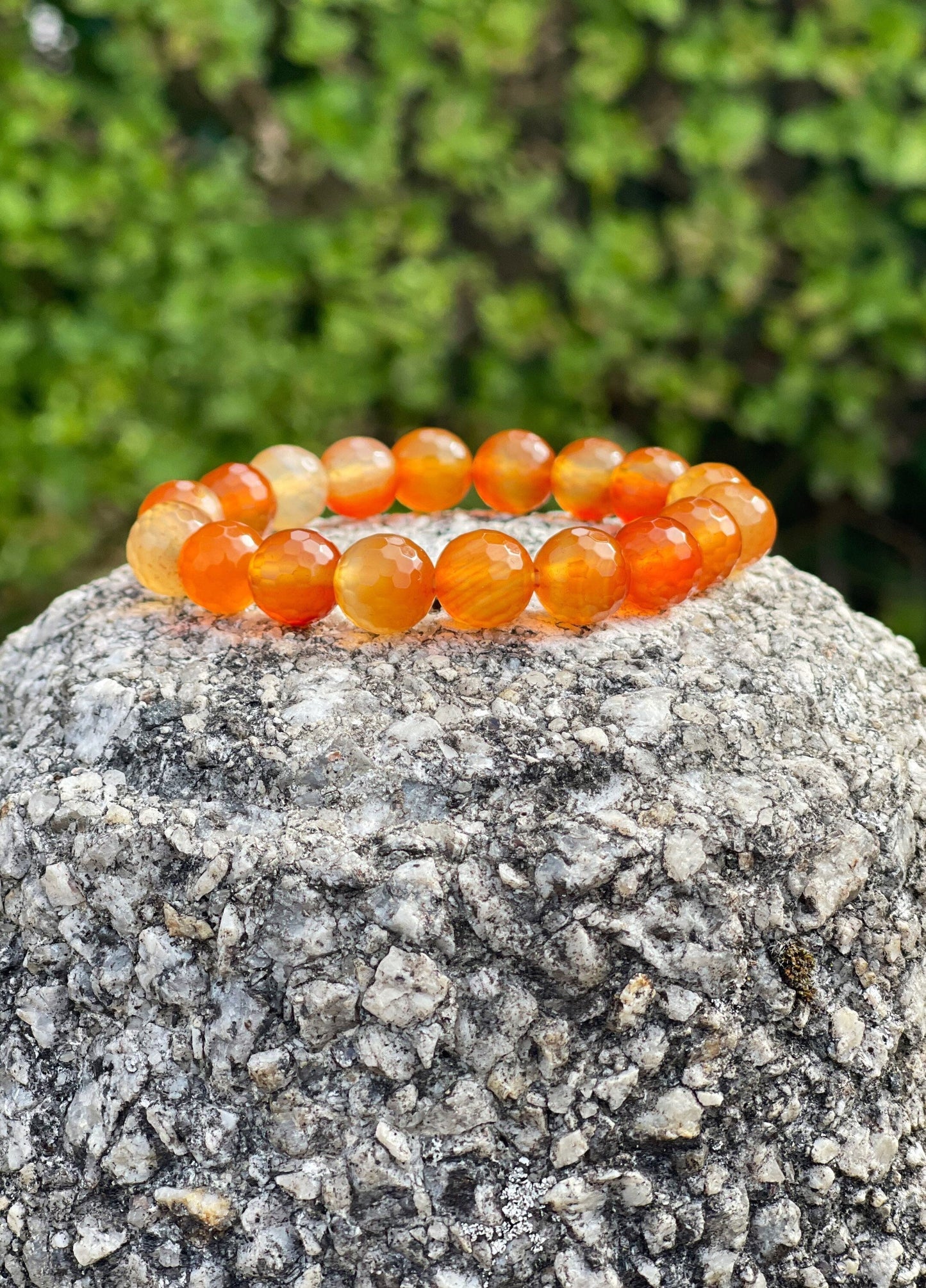 Multi-Faceted Orange Agate Bracelet, 10mm Crystal Bracelet, Healing Crystals, Womens Bracelet, Birthday Gift, Mens Bracelet, Gift for her